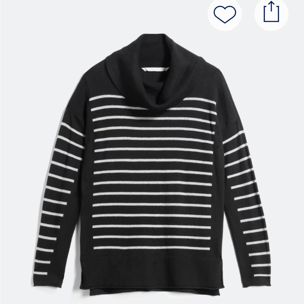 MARKET & SPRUCE cowl neck sweater size S black and grey striped cotton blend
